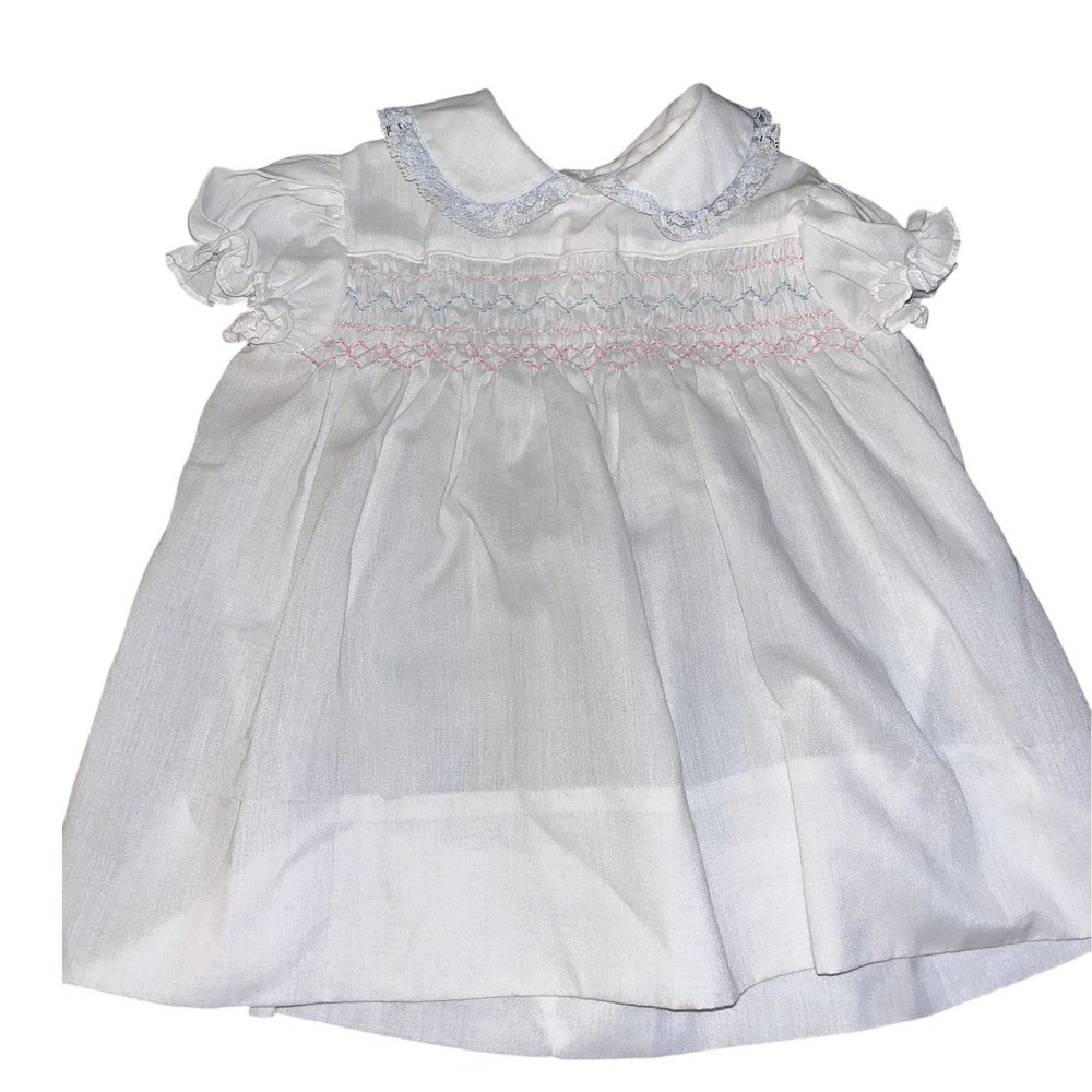 Polly Flinders 1950's‎ Vintage Baby Girls White Victorian Lace Ruffle Dress 24M
